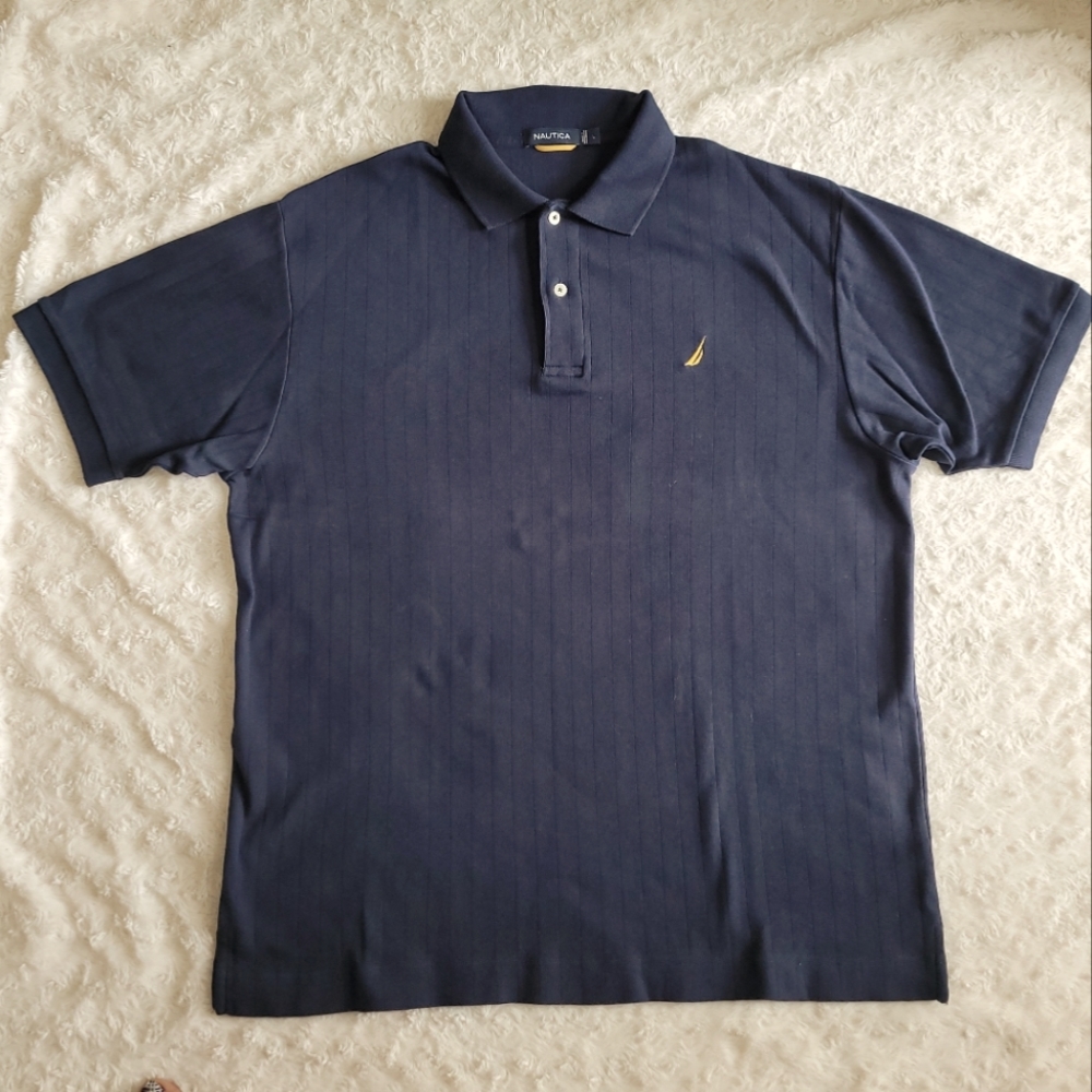 Nautica Mens Navy Blue Short Sleeve Polo Shirt - Size L